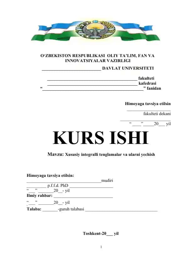 Xususiy integralli tenglamalar va ularni yechish