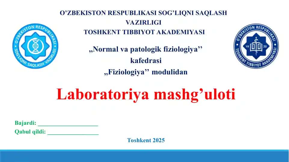 Eritrotsitlar fiziologiyasi. Gemoglobin. Laboratoriya mashg’uloti taqdimoti 23 bet.