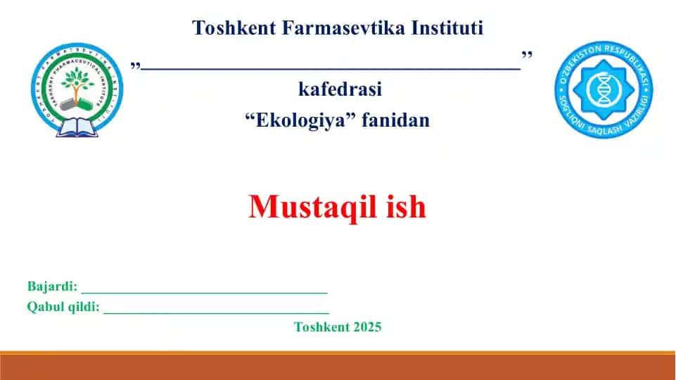 22. Dengiz va okeanlarning ifloslanishi va o’z-o’zini tozalashi. Taqdimot 12 bet.