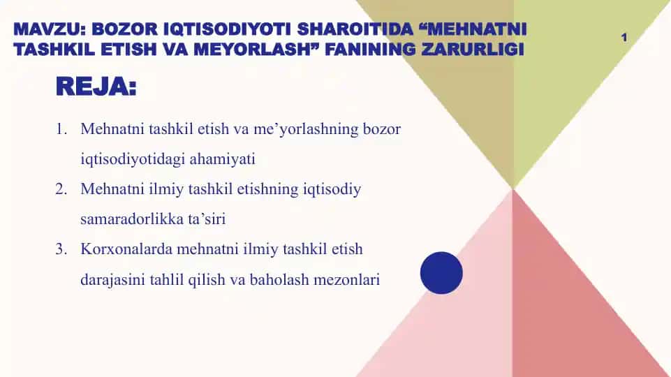 Bozor iqtisodiyoti sharoitida “Mehnatni tashkil etish va meyorlash” fanining zarurligi