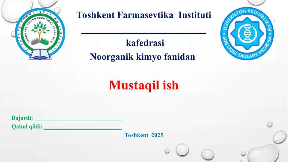 7. Lyuis bo’yicha kislotalar va asoslarning xossalari, reaksiyalari. Kuchli va kuchsiz kislotalar. Taqdimot 15 bet.