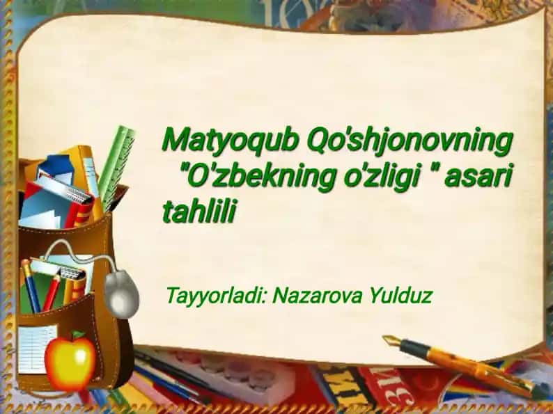 "O'zbekning o'zligi" asari tahlili