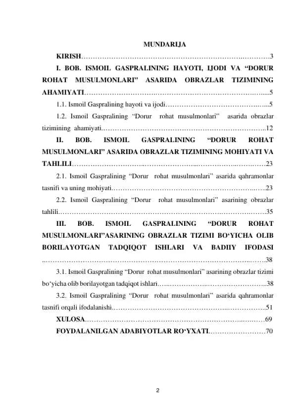Ismoil Gasprali "Dorur Rohat Musulmonlari" asarining obrazlar tizimi