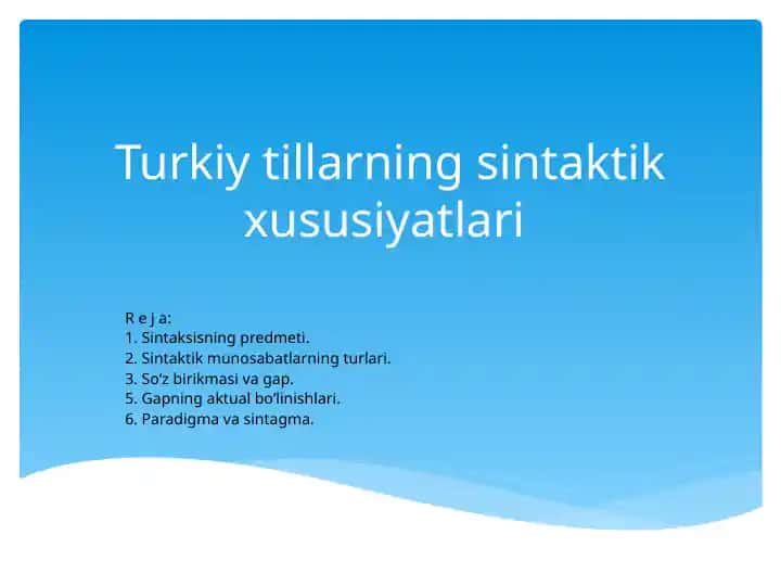 Turkiy tillarning sintaktik xususiyatlari
