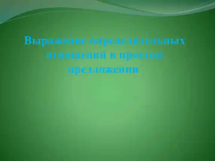 Выражение определительных отношений в простом предложении