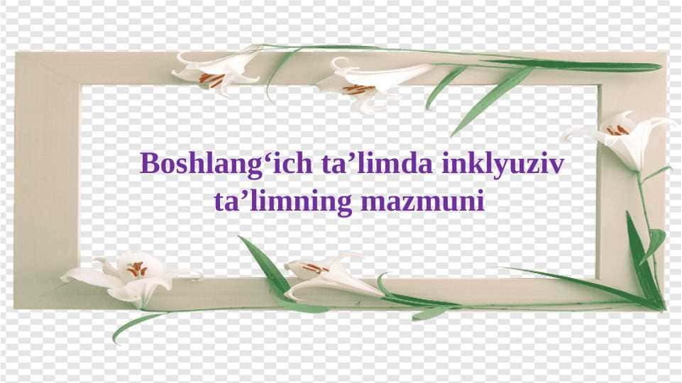 Boshlangʻich taʼlimda inklyuziv taʼlimning mazmuni