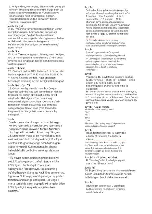 Mantiqiy 100 savol.