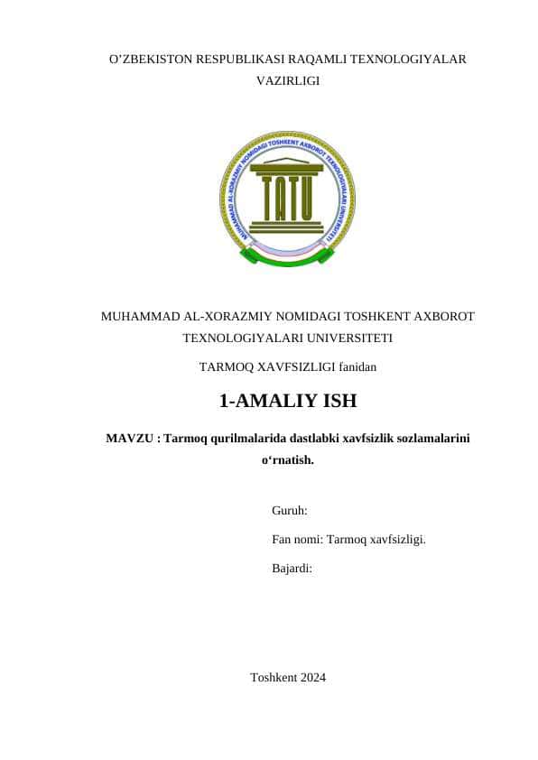 Tarmoq qurilmalarida dastlabki xavfsizlik sozlamalarini o‘rnatish.