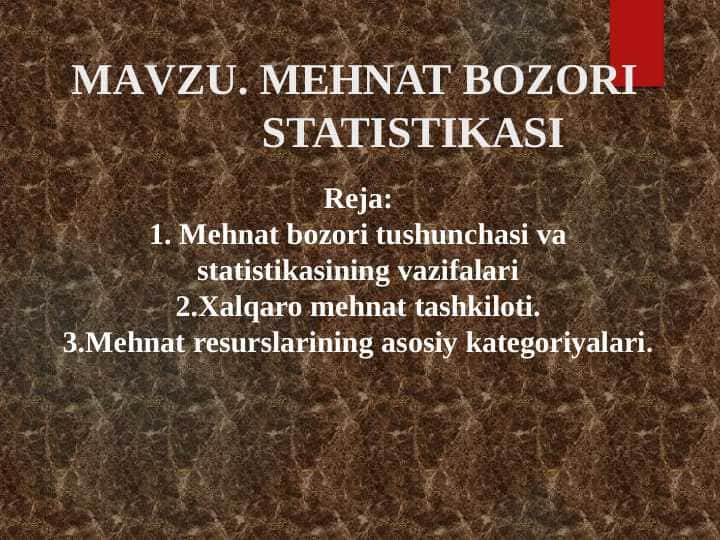 MEHNAT BOZORI STATISTIKASI