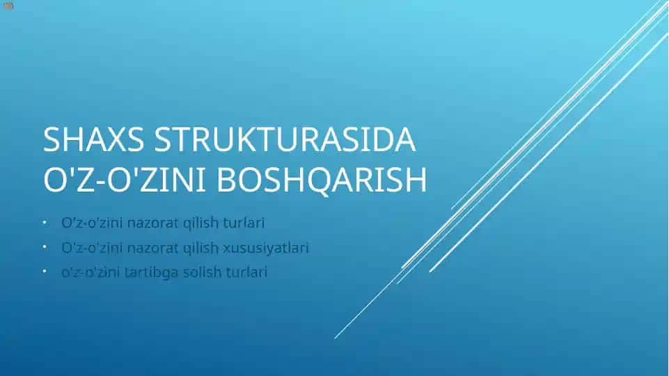 Shaxs strukturasida O'z-o'zini boshqarish