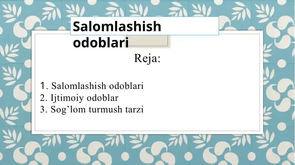 Salomlashish odoblari