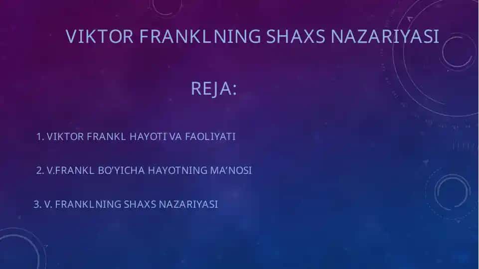 Viktor franklning shaxs nazariyasi
