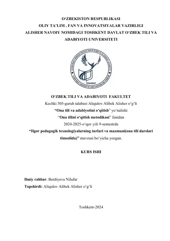 Ona tilini o‘qitish metodikasi