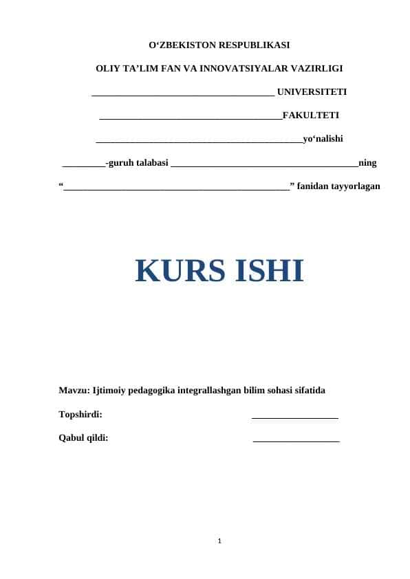 Ijtimoiy pedagogika integrallashgan bilim sohasi sifatida