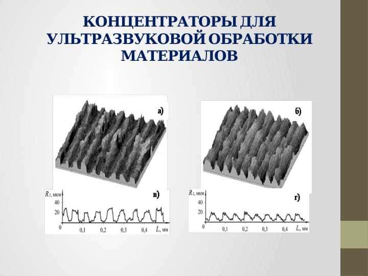 КОНЦЕНТРАТОРЫ ДЛЯ УЛЬТРАЗВУКОВОЙ ОБРАБОТКИ МАТЕРИАЛОВ