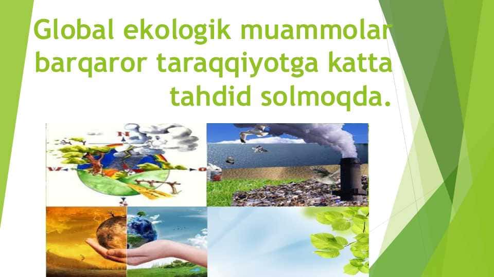 Global ekologik muammolar barqaror taraqqiyotga katta tahdid solmoqda. Global ekologik muammolar barqaror taraqqiyotga katta tahdid solmoqda. Buning oldini olish uchun nima qilish kerak?