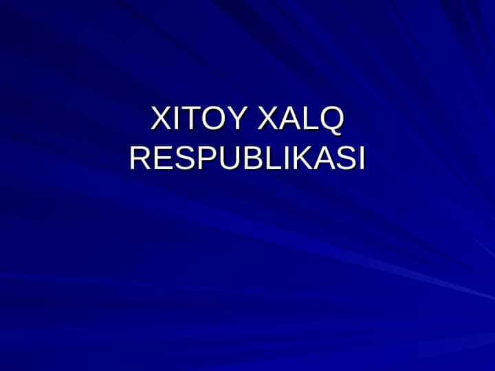 XITOY XALQ RESPUBLIKASI