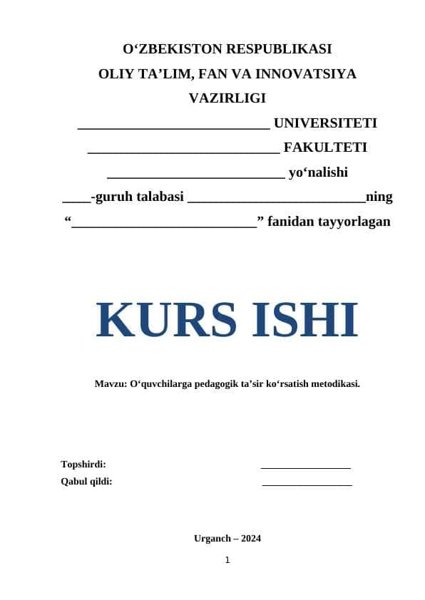 O'quvchilarga pedagogik ta’sir ko'rsatish metodikasi