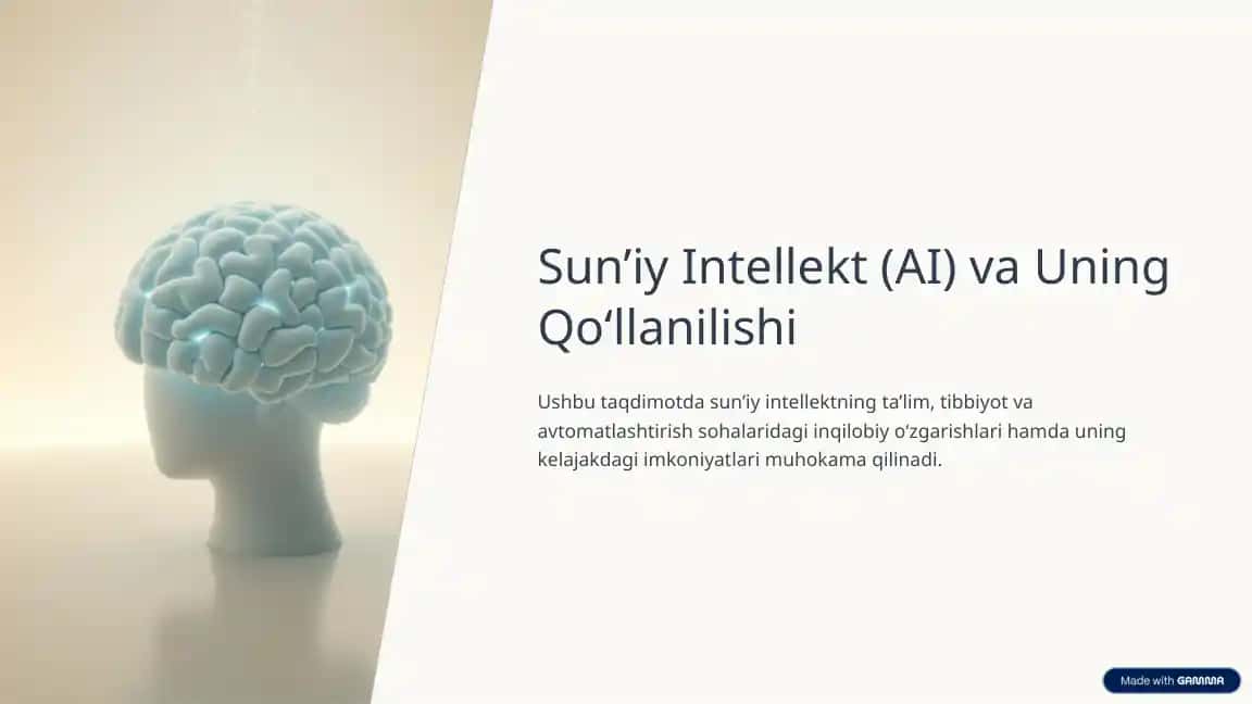 Sun’iy Intellekt (AI) va Uning Qo‘llanilishi