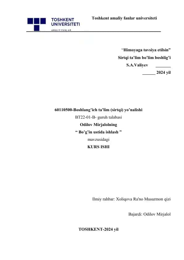 Bo’g’in ustida ishlash
