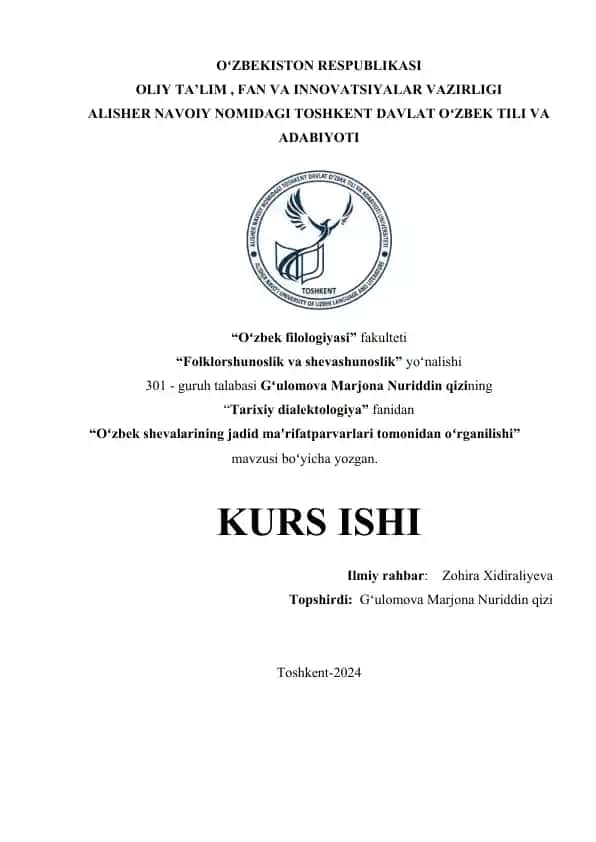 Oʻzbek shevalarining jadid ma'rifatparvarlari tomonidan oʻrganilishi