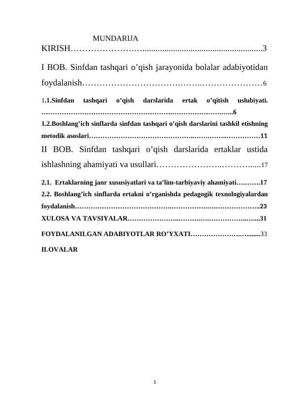 OʻQISH SAVODXONLIGI DARSLARIDA ERTAK OʻTISH USLUBIYATI 4_SINF