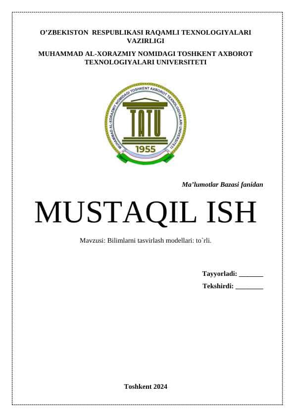 Bilimlarni tasvirlash modellari: to`rli.