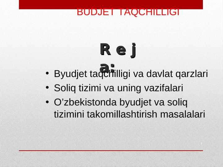 BUDJET TAQCHILLIGI