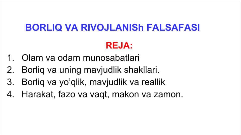 BORLIQ VА RIVOJLАNISh FАLSАFАSI