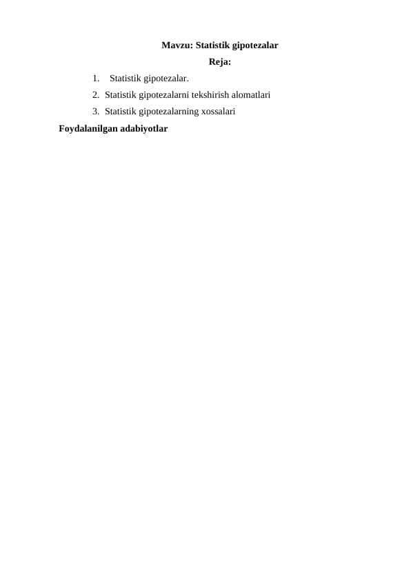 Statistik gipotezalar