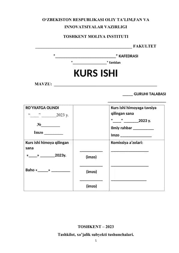 kurs ishi yuzi