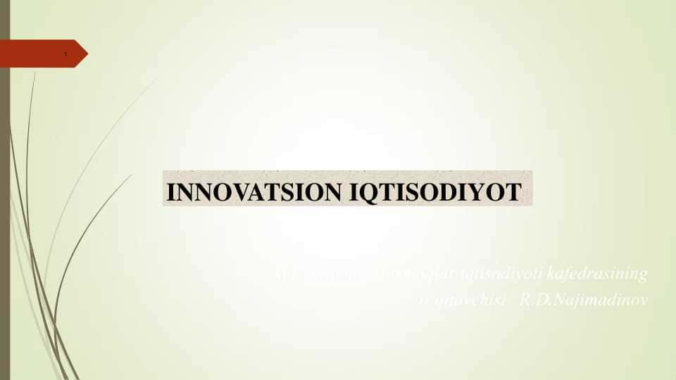 INNOVATSION IQTISODIYOT FANIGA KIRISH
