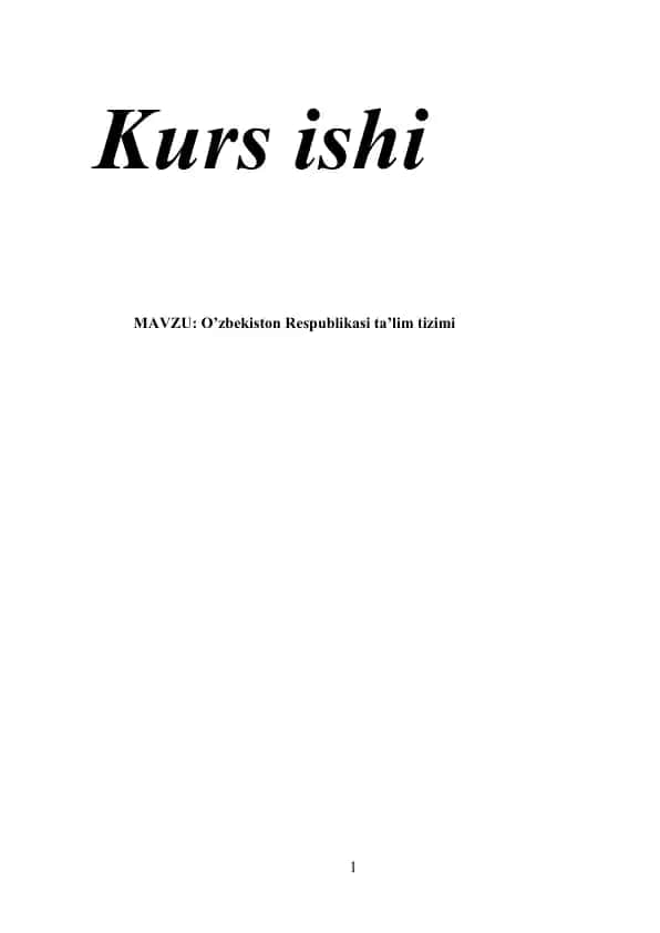 O'zbekiston Respublikasi ta'lim tizimi