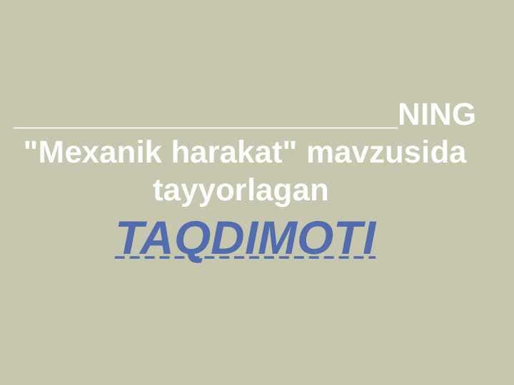 Mexanik harakat