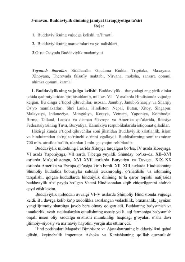 Buddaviylik dinining jamiyat taraqqiyotiga ta’siri