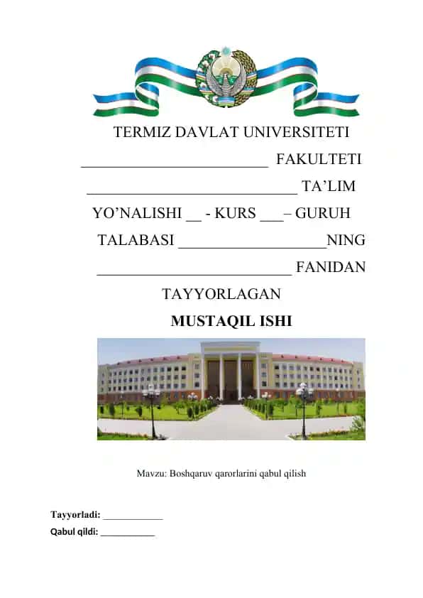 Boshqaruv qarorlarini qabul qilish