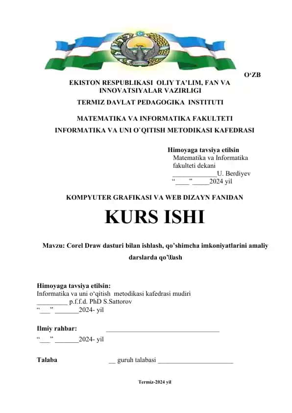 Corel Draw dasturi bilan ishlash, qo’shimcha imkoniyatlarini amaliy darslarda qo’llash