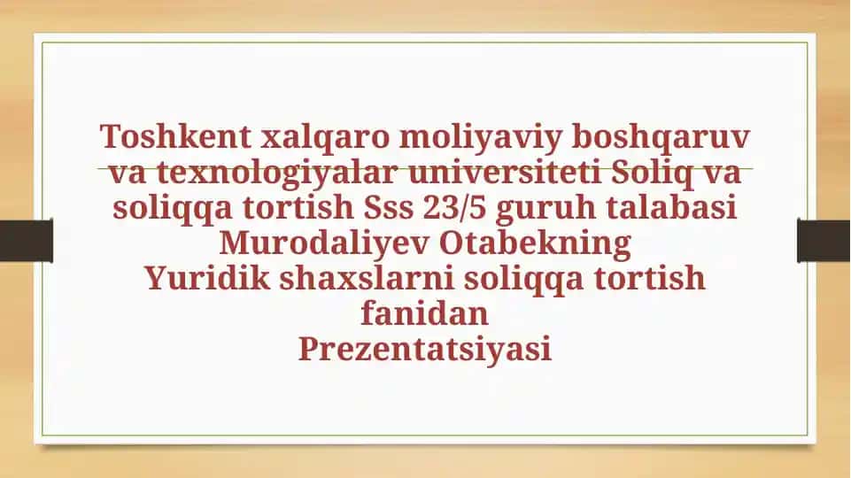 Tadbirkorlik faoliyati bilan shug‘ullanuvchi jismoniy shaxslarni soliqqa tortish xususiyatlari