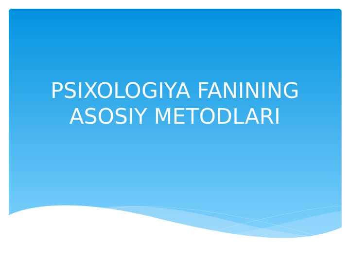 Psixologiya fanining metodlari