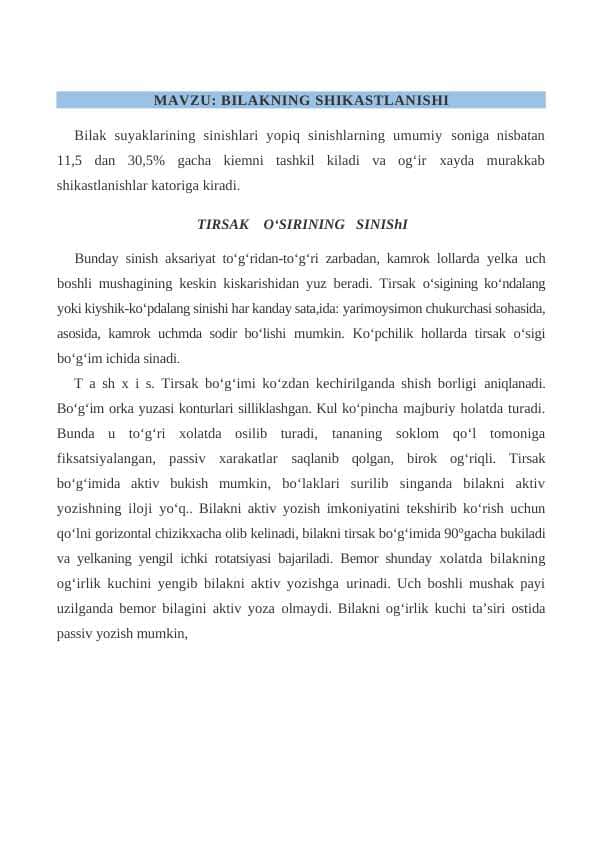 BILAKNING SHIKASTLANISHI