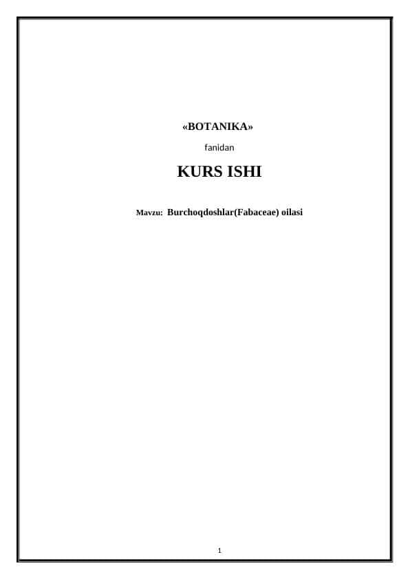 Burchoqdoshlar oilasi kurs ishi