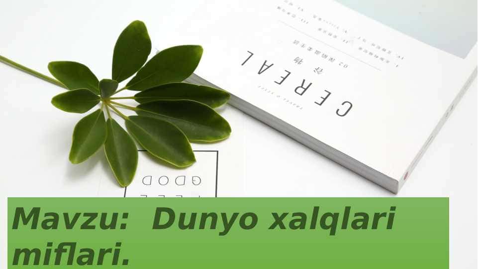 Dunyo xalqlari miflari.
