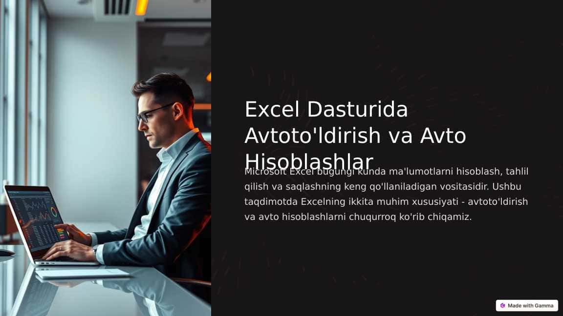 EXCEL DASTURIDA AVTOTO'LDIRISH VA AVTO HISOBLASHLAR