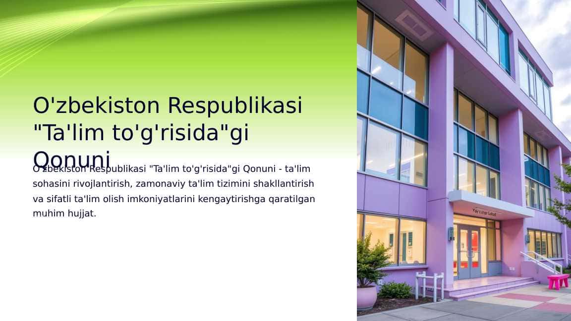 O'zbekiston Respublikasi Ta'lim to'g'risidagi Qonuni