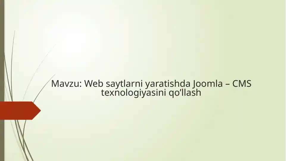 Web saytlarni yaratishda Joomla – CMS texnologiyasini qo’llash