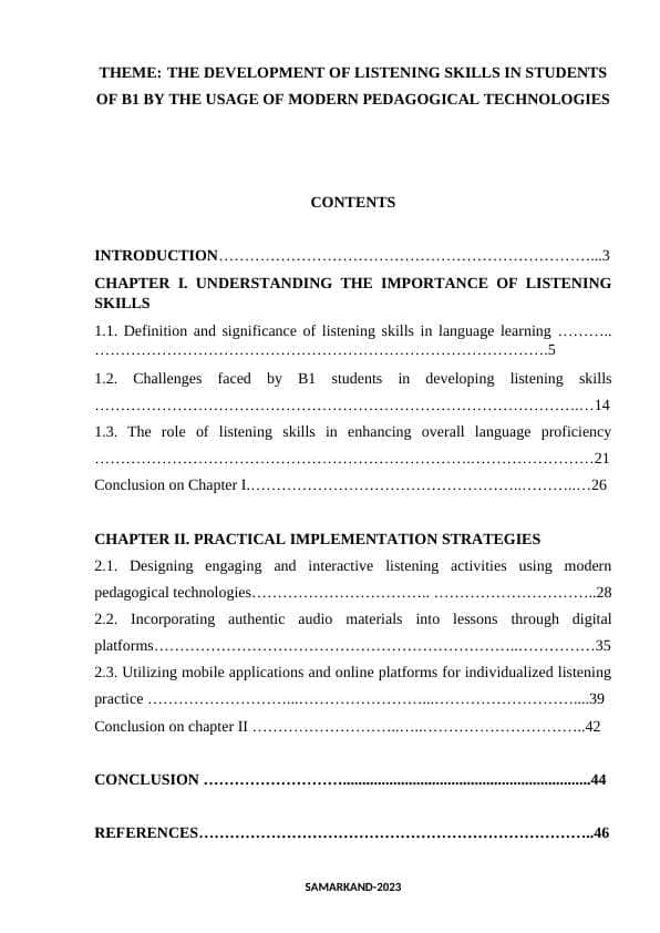 THE DEVELOPMENT OF LISTENING SKILLS IN STUDENTS OF B1