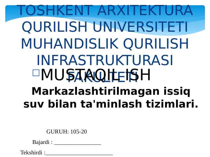 Markazlashtirilmagan issiq suv bilan ta'minlash tizimlari