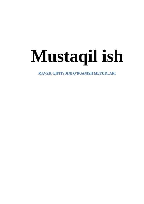 Ehtiyojni oʻrganish metodlari