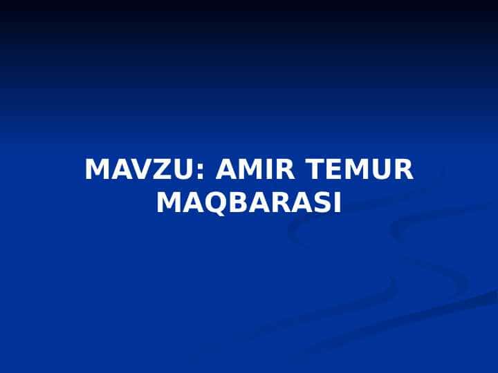 AMIR TEMUR MAQBARASI