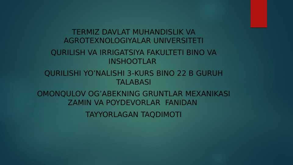 Chokishni chiziqlideformatsiya yolida aniqlash